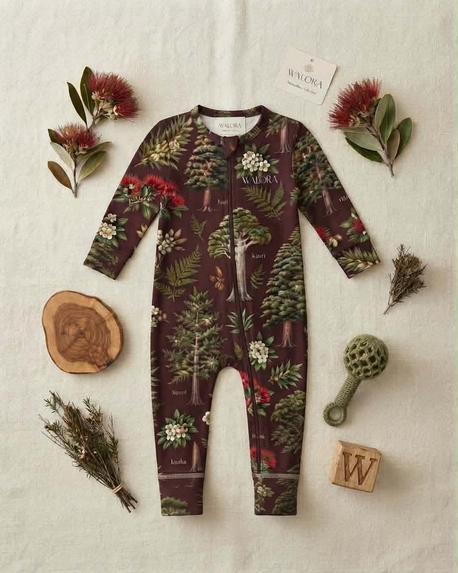 PRE-ORDER 24 NOVEMBER: TĀNE MAHUTA BAMBOO ONESIE Uira